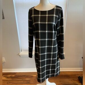 Ann Taylor factory dress 3/4 sleeves black check size L